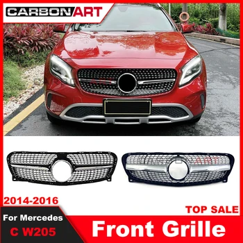 2014-2018 Решетка переднего бампера GLA X156 для Mercedes Diamond Design, черный ABS, сменная сетка для передней решетки автомобиля, автогриль 2014-2016