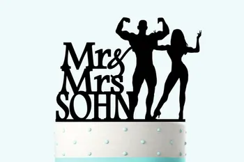 Акриловые Топперы для свадебного торта мускулистый спортивный жених невесты пользовательское имя и дата помолвки свадебный душ украшения для вечеринки