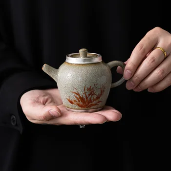 Чайник с орхидеей, чайный сервиз, Японский бытовой Ретро-чайник, Ручной кувшин, Устройство для приготовления чая небольшого размера, Чайный сервиз, набор чайных горшков