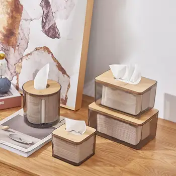 Простая коробка для салфеток с бамбуковой крышкой, Туалетная бумага для ванной Комнаты, обеденный стол, держатель для салфеток, Насосная коробка, ящик для хранения журнального столика в ресторане