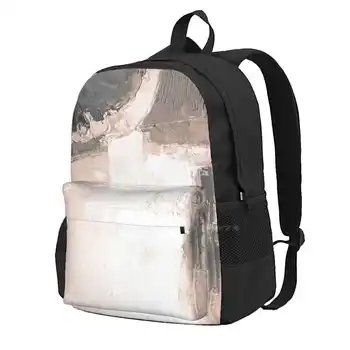 Нейтральные Абстрактные Новые поступления, сумки унисекс, студенческая сумка, рюкзак, набор из 2 бежевых современных абстрактных мазков кисти, минимальный