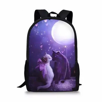 Фантастические кошки Пара Луна Школьная сумка Модный детский рюкзак с рисунком Для девочек и мальчиков Рюкзак Kawaii Animal Сумки для книг для подростков