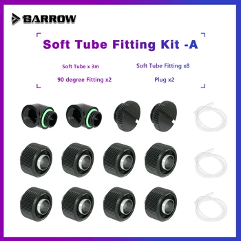 Комплект фитингов BARROW Soft Tube для шланга диаметром OD 10*13 10*16 мм, фитинг под углом 90 градусов, заглушка, Для водяного охлаждения компьютера своими руками, BA-STKA