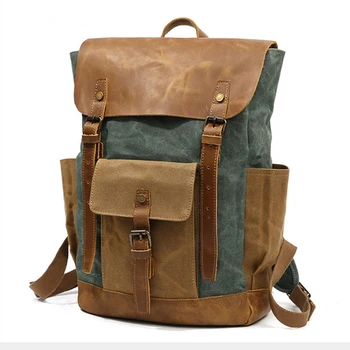 Холщовый рюкзак SmartOrganizer, школьные рюкзаки, ретро-сумка, компьютерные дорожные сумки, вощеный холст, водонепроницаемая сумка